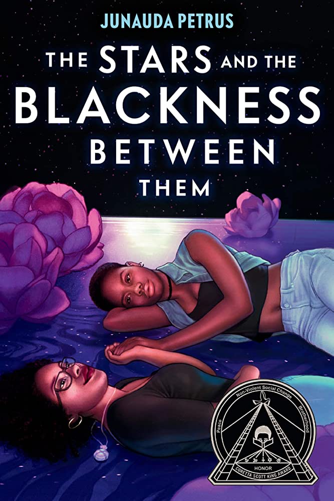 The Stars and the Blackness Between Them book cover displaying two girls under a night sky