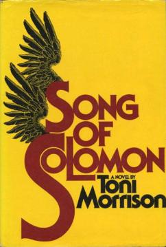 Song of Solomon book cover displaying red text with angel wings on a bright yellow background