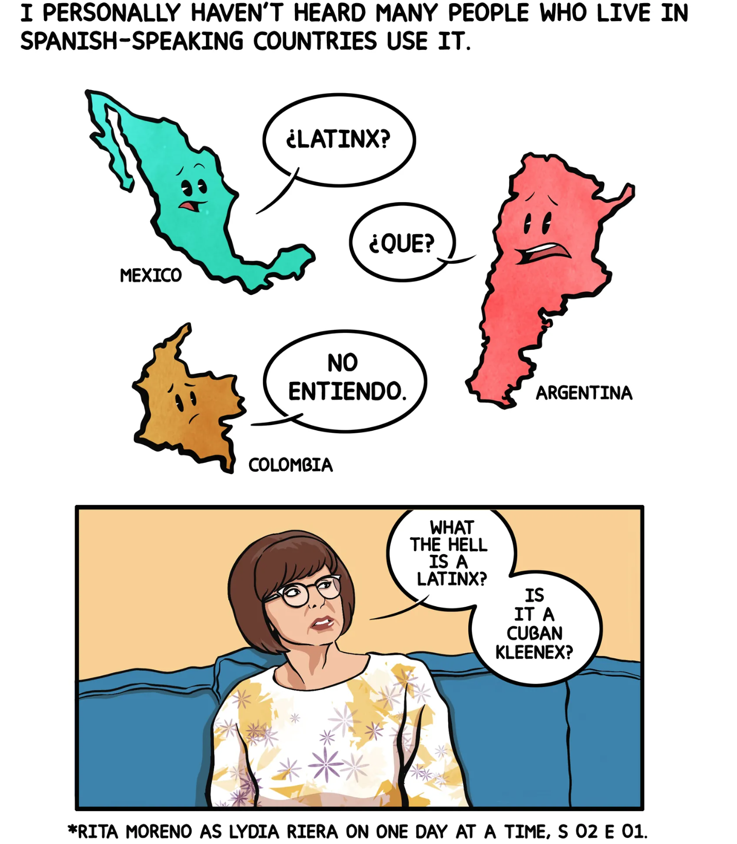 snippet of article/comic of Latine term