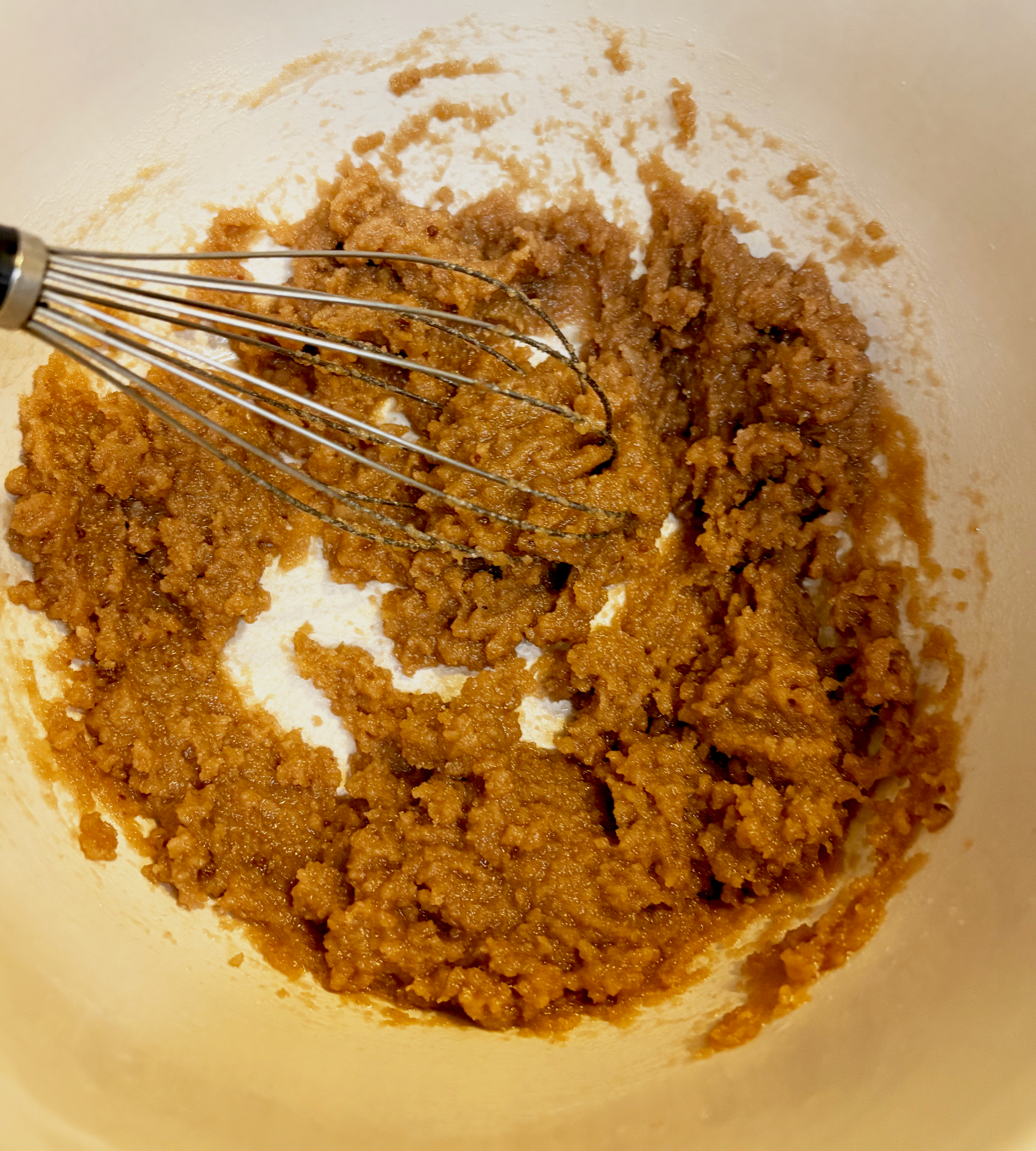 Brown Sugar mixed with oil to ready for the dry ingredients.