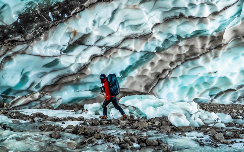 walking along the snow and ice