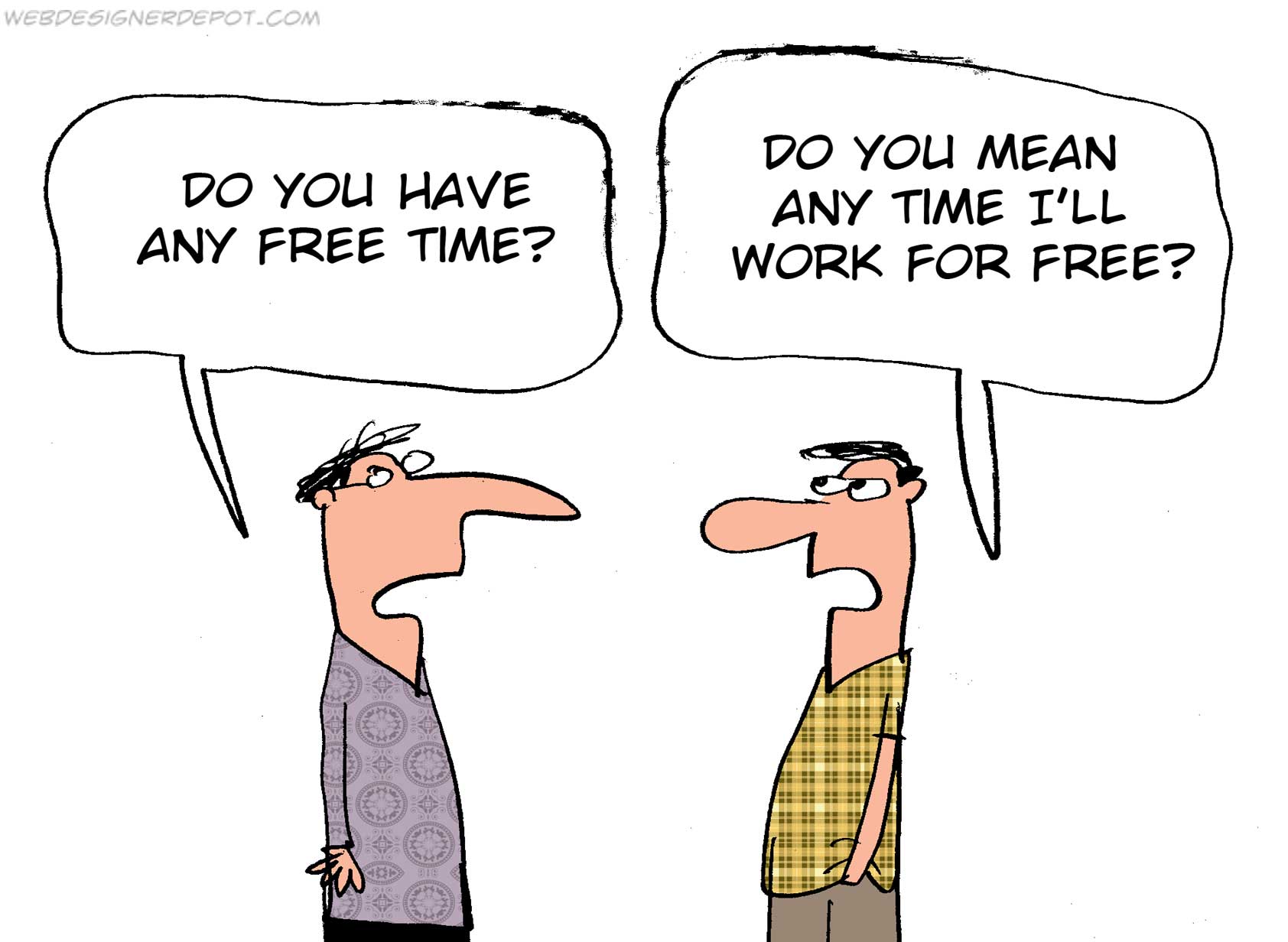 cartoon of two freelancers talking