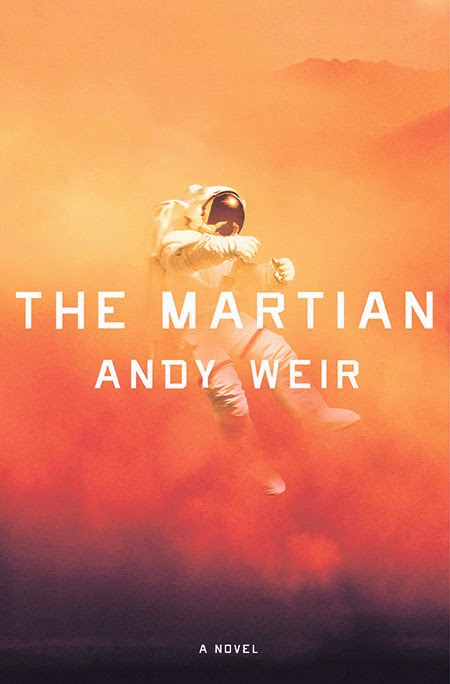 The Martian book cover showing an astronaut in an orange sand cloud